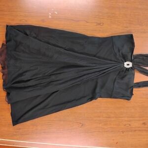 Chic Strapless Black Dress with Embellished Detail